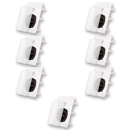 Acoustic Audio IW191 Flush Mount In Wall Speakers Home Theater 7 Pack