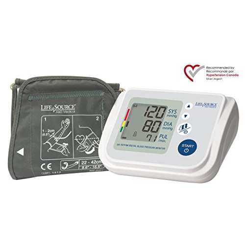 LifeSource Multi-User Upper Arm Blood Pressure Monitor with Wide Range Cuff and AC Adapter