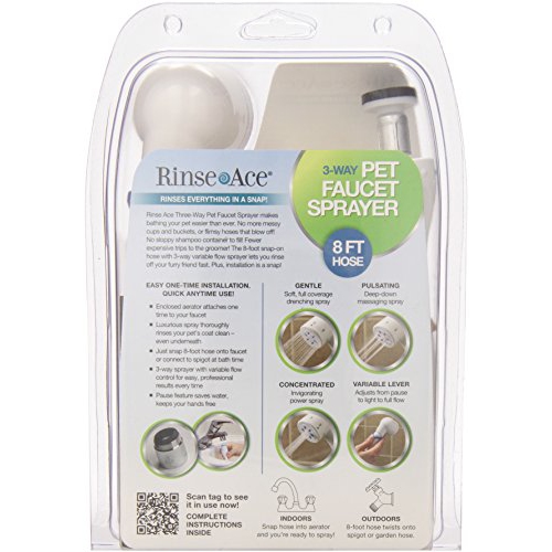 Rinse Ace 3 Way Pet Shower Sprayer With 8 Foot Hose And Quick