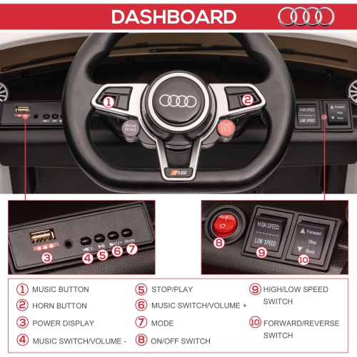 Le véhicule 6&nbsp;V à batterie pour enfants sous licence officielle d'Aosom est le cadeau idéal pour les enfants avec télécommande, roue de