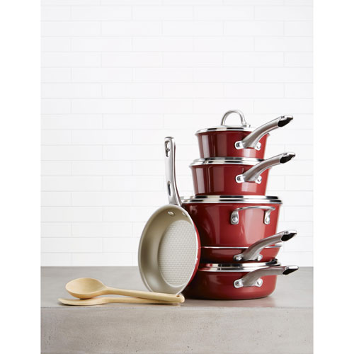 Ayesha Curry 12-Piece Enamel Cookware Set - Red