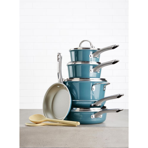 Ayesha Curry 12-Piece Enamel Cookware Set - Blue