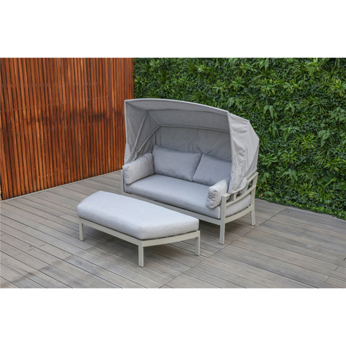 Seychelle Day Bed with Ottoman & Cushions - Light Grey