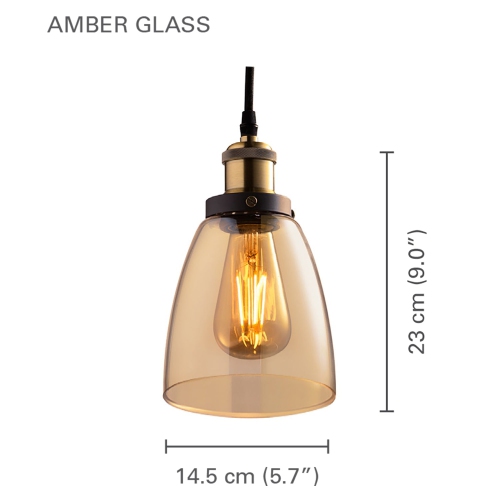 Xtricity - Amber Glass Pendant Light, LED Bulb Included, From the Old Fashioned Collection