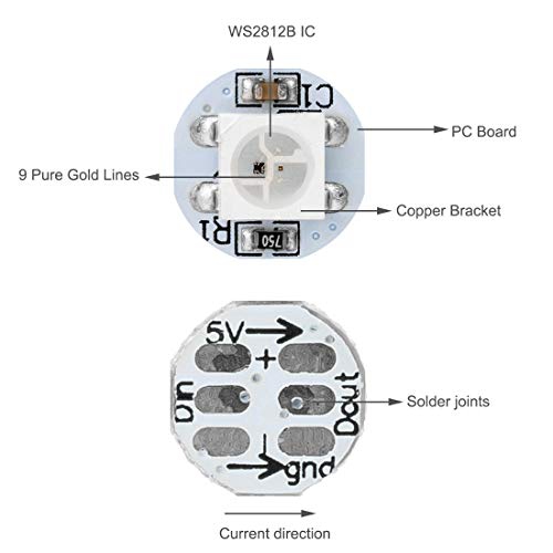 BTF-LIGHTING 100 pcs WS2812B Black LED chips With Black PCB Heatsink 10mm3mm WS2811 IC Built-in 5050 SMD RGB DC5V