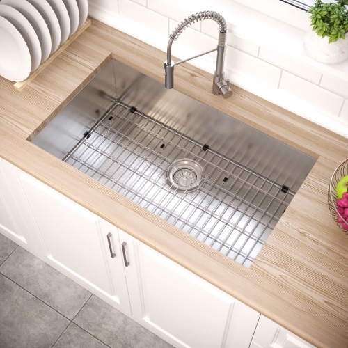 Blue Ocean 32" 16 Gauge Stainless Steel Undermount Kitchen Sink with FREE Grid and Strainer