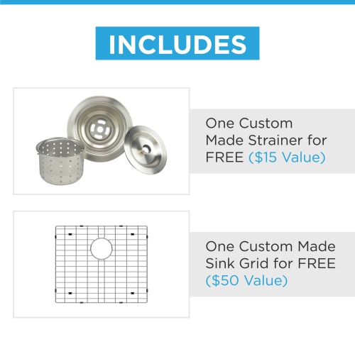 Blue Ocean 32" 16 Gauge Stainless Steel Undermount Kitchen Sink with FREE Grid and Strainer
