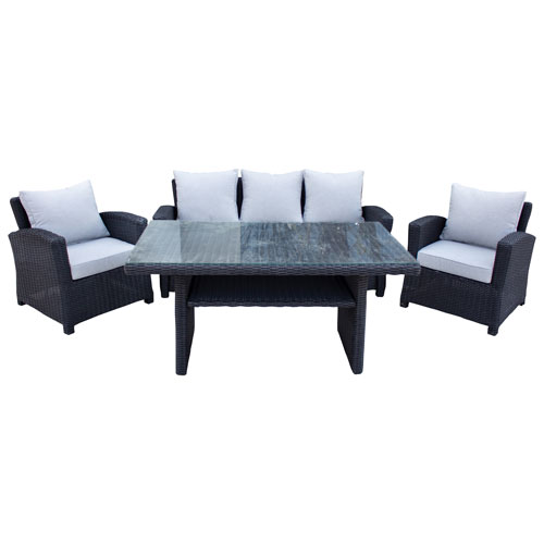 Resin Wicker Patio Conversation Set, Grey Resin Wicker Outdoor Furniture