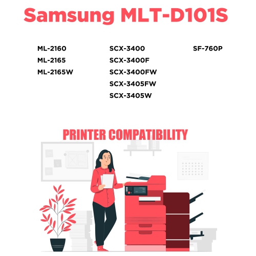 Printer Pro™ Samsung MLT-D101S Compatible Black Toner Cartridge-Samsung Printer ML-2164/2165W/SCX-3400/SCX-3405