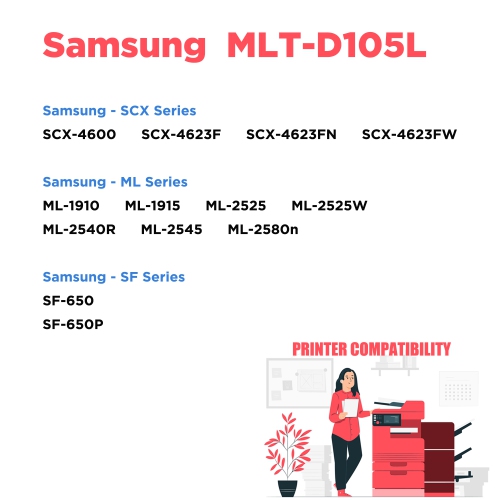 Printer Pro™ Samsung MLT-D105L Compatible Black Toner Cartridge-Samsung Printer ML-1910/SCX-4600/ML-2525