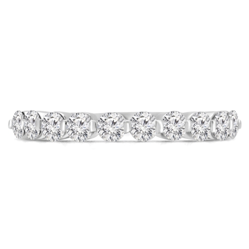 Alliance semi-éternité en or blanc 14K ct avec diamants ronds 3/4 ct - taille 4 à 9