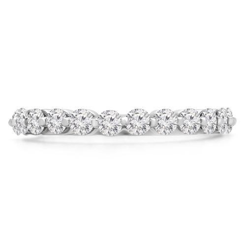 Alliance semi-éternité en or blanc 14K ct avec diamants ronds 1 ct - taille 4 à 9