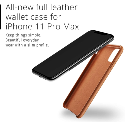 Mujjo Full Leather Wallet Case for iPhone 11 Max Pro - Tan