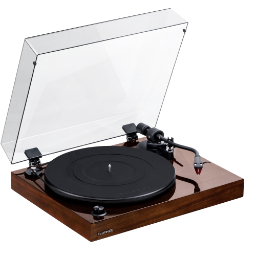 Tourne-disque haute fidélité en vinyle RT83 de Fluance avec cartouche rouge Ortofon 2M et moteur de contrôle de la vitesse