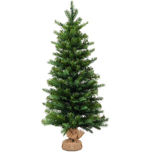 Costway 3Ft Pre-Lit Spruce Tabletop Christmas Tree Battery Operated w/Lights & Timer