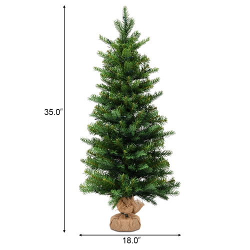 Costway 3Ft Pre-Lit Spruce Tabletop Christmas Tree Battery Operated w/Lights & Timer