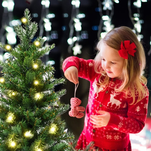 Costway 3Ft Pre-Lit Spruce Tabletop Christmas Tree Battery Operated w/Lights & Timer