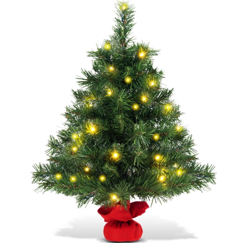 Christmas Tree Tabletop 24" Green Artificial 2' Small with Base NEW 