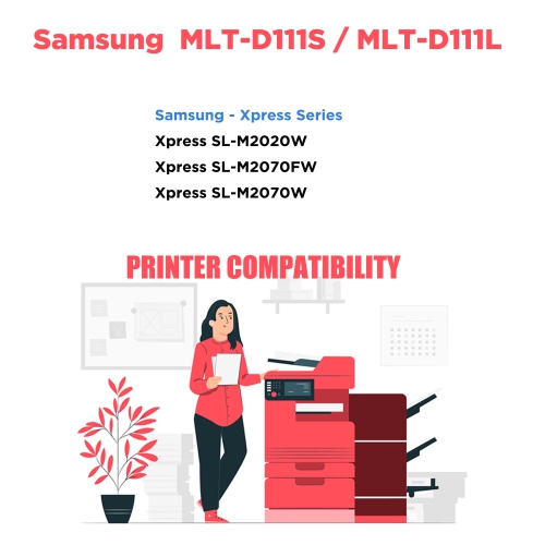 Printer Pro™ 2 Pack Samsung MLT-D111S Black Toner Cartridge-Samsung Printer M2020/M2070