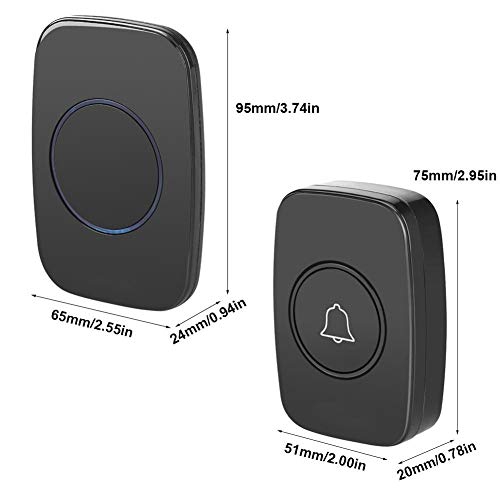 Wireless Doorbell Kit 1 Receiver & 1 Transmitter Wireless Door Bell Chime Kit Remote Control Waterproof Plug LED Light