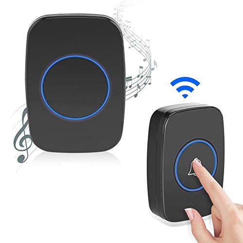 Wireless Doorbell Kit 1 Receiver & 1 Transmitter Wireless Door Bell Chime Kit Remote Control Waterproof Plug LED Light