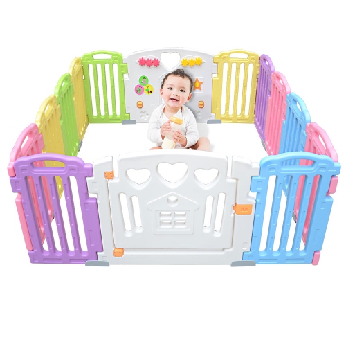 61-inch Play Yards 14 Panel Baby Playpen Kids Playard Safety Activity Centre Play Yard for Home Indoor Outdoor