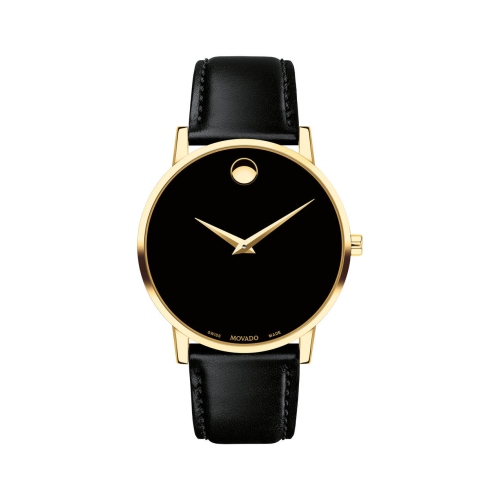 MOVADO  Museum Classic Mens Watch Gold With Leather Band In Black