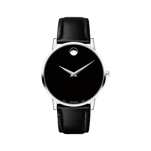 MOVADO  Museum Classic Mens Watch Silver With Leather Band In Black