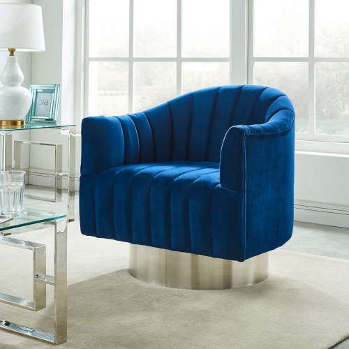 Chaise d’appoint Cortina bleue et argentée