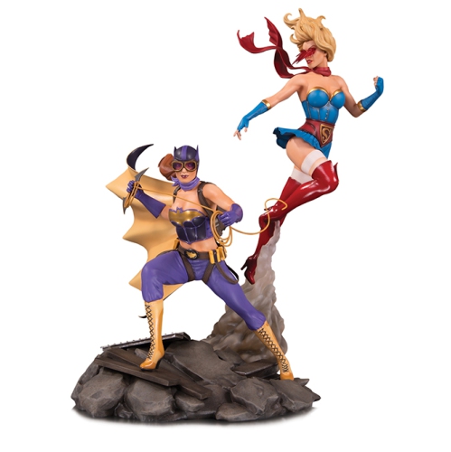 DC  Bombshells 15 Inch Statue Figure Celebration Series - Batgirl & Supergirl