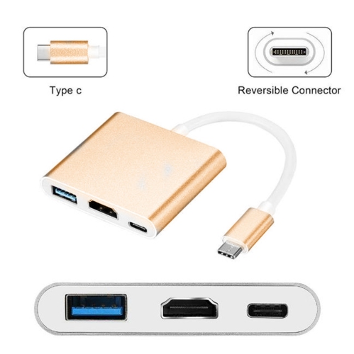 Câble adaptateur USB 3.1 type C vers USB 3.0 HDMI 4K HD type C vers concentrateur USB 3 type C.
