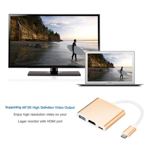 Câble adaptateur USB 3.1 type C vers USB 3.0 HDMI 4K HD type C vers concentrateur USB 3 type C.