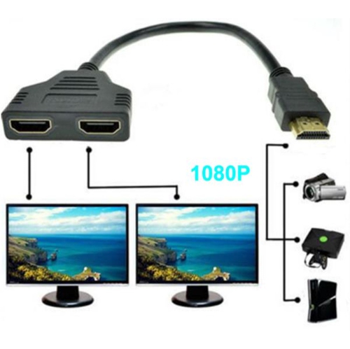 HDMI Male to 2 Ports HDMI Female 1 Input 2 Output Splitter Converter Adapter Cable
