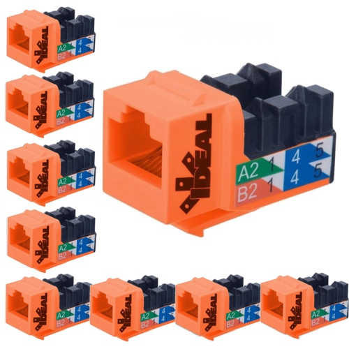 IDEAL INDUSTRIES  Cat6 Keystone Jack Pack Of 10 In Orange