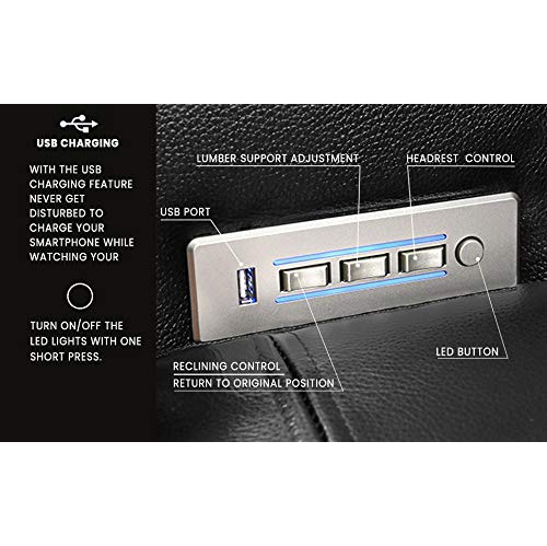 3 sièges inclinables électriques en cuir nappa de grain supérieur avec console Tuscany de Valencia pour cinéma maison - Noir