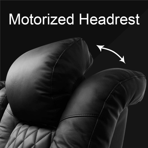 3 sièges inclinables électriques en cuir nappa de grain supérieur avec console Tuscany de Valencia pour cinéma maison - Noir