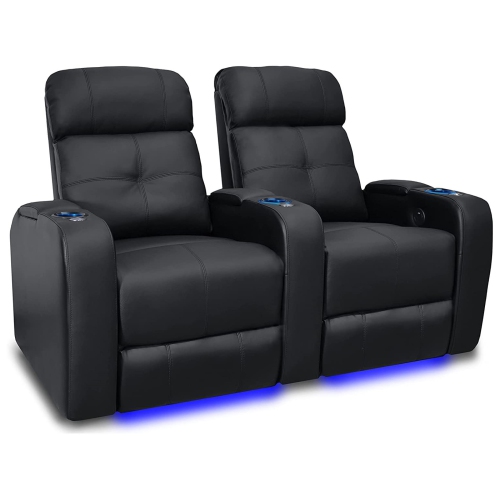 Valencia Verona Home Theater Seating | Premium Top Grain Italian 9000 Leather, Power Recliner, Power Headrest, LED Lighting