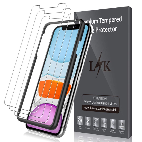 [3 Pack] Protecteur d’écran pour iPhone 11 et iPhone XR [verre trempé][compatible avec l’étui] DoubleDefense