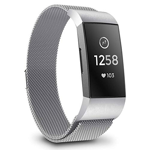 Fitbit Charge 3 Bands Replacement for Fitbit Charge 3 Accessory Band Adjustable Metal Bracelet Strap