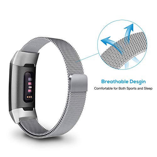 Fitbit Charge 3 Bands Replacement for Fitbit Charge 3 Accessory Band Adjustable Metal Bracelet Strap