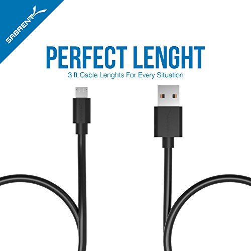 Sabrent [6-Pack] 22AWG Premium 3ft Micro USB Cables High Speed USB 2.0 A Male to Micro B Sync and Charge Cables [Black]