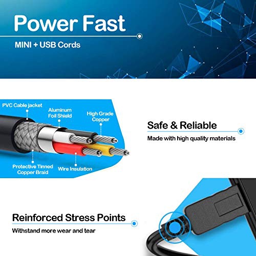 XINYUWIN Mini USB 5Pin Power Cord 5FT Compatible with Garmin GPS Navigator Nuvi 50lmt 52lm 55lmt 57lm 67lm 2457lmt