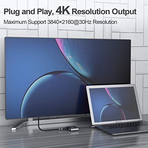 Adaptateur USB C vers HDMI 4K VGA; Concentrateur USB 4-en-1; port de chargement USB 3.0 OTG; port PD compatible avec les MacBook Pro/Dell