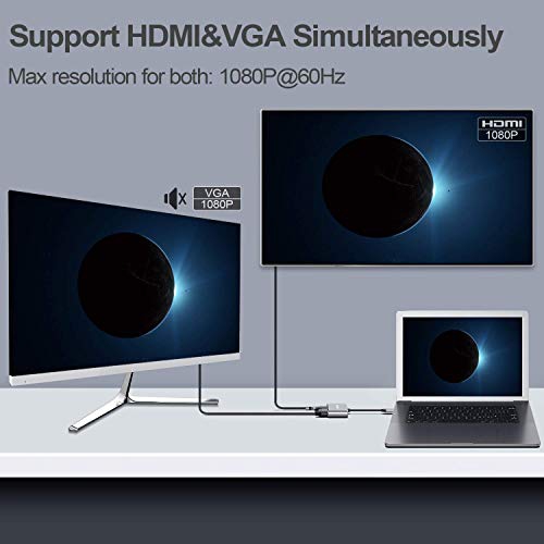 Adaptateur USB C vers HDMI 4K VGA; Concentrateur USB 4-en-1; port de chargement USB 3.0 OTG; port PD compatible avec les MacBook Pro/Dell