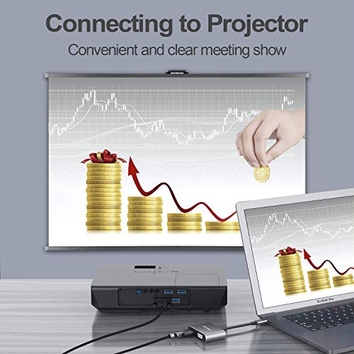 Adaptateur USB C vers HDMI 4K VGA; Concentrateur USB 4-en-1; port de chargement USB 3.0 OTG; port PD compatible avec les MacBook Pro/Dell