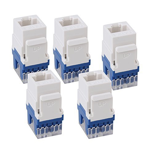 BQLZR  Cat6 180 Degree Angle Rj45 Ethernet Keystone Round Jack Coupler Pack Of 5