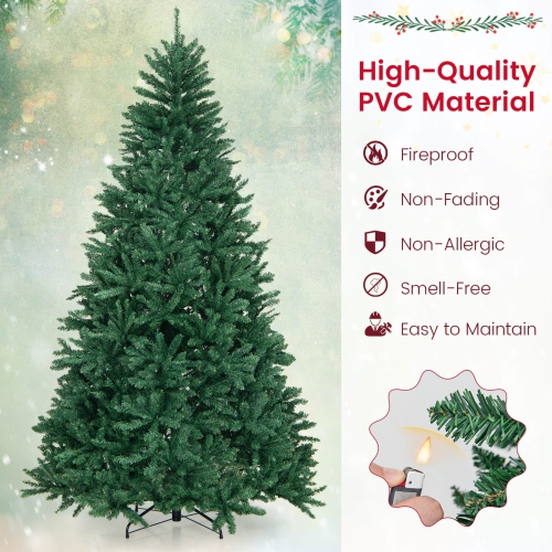 Costway 7.5FT Hinged Christmas Tree Unlit Artificial Xmas Decoration w/ 2254 Branch Tips