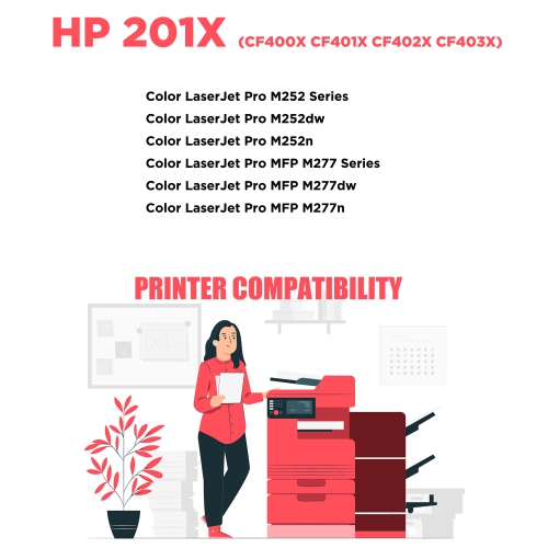 Printer Pro™ HP 201X Black Toner Cartridge for HP Printer Color LaserJet Pro M252dw M277 MFP M277c6 M277dw MFP 277dw