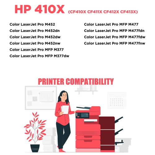 Printer Pro™ HP 410X Cyan Toner Cartridge for HP Printer Color LaserJet Pro M452 MFP M377dw MFP M477