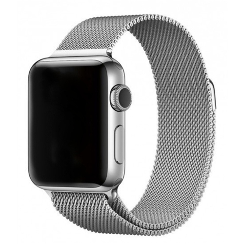 Magnetic Metal Mesh Replacement Band Strap for Apple Watch iWatch Series 1 to 7 SE, 38mm 40mm 41mm, Silver